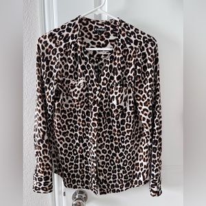 Button down leopard print blouse